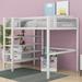 Isabelle & Max™ Altine Twin Size Metal Loft Bed w/ 4-Tier Shelves & Storage Metal in White | 66.5 H x 52 W x 77.4 D in | Wayfair