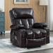 Latitude Run® Recliner Chair Heating Massage For Living Room w/ Rocking Function & Side Pocket in Black/Brown | Wayfair