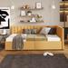 Latitude Run® Daybed w/ 2 Storage Drawers Sofa Bed Frame Wood & /Upholstered/Linen in Yellow | 28.3 H x 42.5 W x 78.9 D in | Wayfair