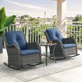 Wildon Home® Bonia Outdoor Patio Wicker Rocking Chair Set w/ Side Table Wicker/Rattan in Gray | 38 H x 29.5 W x 34.5 D in | Wayfair