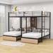 Mason & Marbles Amiri Bed Full Over Twin & Twin 2 Drawers Metal Bunk Bed w/ Desk & Shelves Metal in Black | 70 H x 78 W x 97 D in | Wayfair