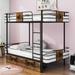 Mason & Marbles Anastacia Twin XL Over Twin XL Metal Bunk Bed w/ Ladder & Two Drawers Metal in Gray | 66 H x 41 W x 81 D in | Wayfair