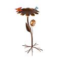 The Holiday Aisle® Jonnesha Metal Butterfly Flower Bird Bath Metal in Blue/Brown/Orange | 33.5 H x 17.5 W x 15 D in | Wayfair