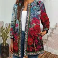 Veste d'hiver à imprimé Floral pour femme Cardigan Vintage manteau femme veste d'hiver veste