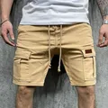 Short Cargo de couleur unie pour hommes short décontracté d'été multi-poches short de jogging pour