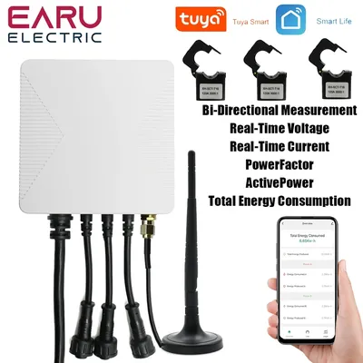 Tuya-Compteur d'énergie WiFi KWH triphasé Smart Life pince électrique moniteur d'application en