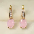 Huretailers-Boucles d'oreilles pendantes en pierre rose pour femme or rose accessoires de fête