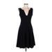 Elie Tahari Casual Dress - A-Line Plunge Sleeveless: Black Print Dresses - Women's Size 6