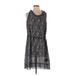 Simply Vera Vera Wang Casual Dress: Gray Paisley Dresses - Women's Size Large