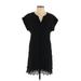 Madewell Casual Dress - Shift V-Neck Short sleeves: Black Solid Dresses - Women's Size 2X-Small