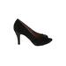 Mootsies Tootsies Heels: Slip-on Stiletto Cocktail Black Solid Shoes - Women's Size 6 - Peep Toe