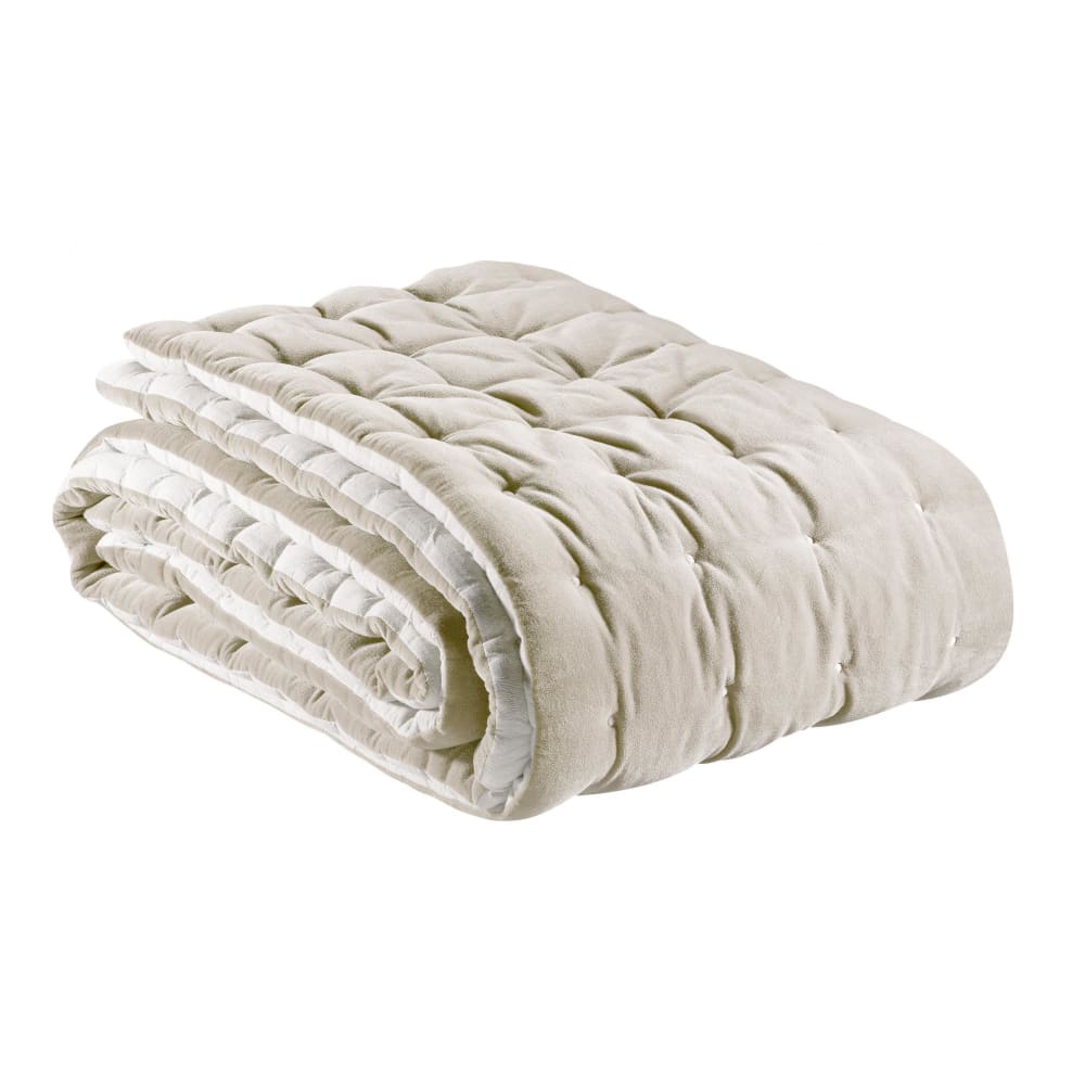 Chemin de lit uni en coton grege 90 x 240 cm