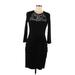 Belle Badgley Mischka Cocktail Dress - Sheath Crew Neck 3/4 sleeves: Black Print Dresses - New - Women's Size 6