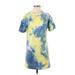 Elodie Casual Dress - Shift Crew Neck Short sleeves: Blue Tie-dye Dresses - Women's Size Small