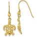 Solid 14k Yellow Gold Polished & Textured Diamond-cut Turtle Shepherd Hook Earrings - 33.5mm