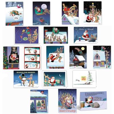 Stonehouse Collection - Boxed Set of 36 Funny Christmas Card Variety Pack - Cards & Envelopes - 18 Different Humorous Designs