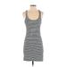 Splendid Casual Dress - Bodycon Scoop Neck Sleeveless: Gray Stripes Dresses - Women's Size Small