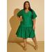 Plus Size Flounced Quilted Dress