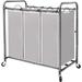 3 Section Laundry Sorter, 3 Bag Laundry Hamper Cart, Gray