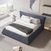 Elegant Design Upholstered Platform Bed with Velvet Headboard, King Size