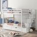 Full Over Full Bunk Bed with Shelves and 6 Storage Drawers, Gray