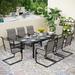 Patio Dining Set 9/7 Pieces Outdoor Metal Furniture Set, 8/6 C Spring Motion Chairs and 1 Expandable Table