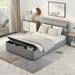 Full Size Upholstery Platform Bed with Storage Headboard and Footboard, Low-profile Bed with Support Legs and End Bench, Grey