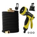 Expandable Garden Hose 50ft Water Hose with 10 Function Spray Nozzle Flexible Hose with Solid Fittings Latex Core Retractable Stretch Hose High Pressure Water Gun Garden Car Wash Hose