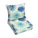 Outdoor Living and Style Gardenia Seaglass Floral Corded Pillow and Cushion - 23.5 - Blue and Green