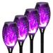 CATGOOD 4 Pack Led Solar Torch Light with Flickering Flame Outdoor Waterproof Halloween Decorations Solar Torches Stake Lights Auto On/Off Solar Garden Lights Decorations Purple