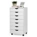 LeCeleBee 7 Drawers File Cabinet 34.5â€�Vertical Filing Cabinet for Home Office Under Desk Storage Cabinet with Wheels Mobile Chest of Drawers Lateral Rolling Printer Stand White