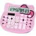 Cute Calculator Cat Crystal Calculator Girl and Women Pink Calculator Large LCD Display Dual Drive by Solar Energy and Battery for School Office Home(5.5Inch *4.9Inch)