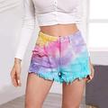 Mother s Day AXXD Ladies Bike Shorts Jean Fashion Pocket Tie-dye Female Hole Bottom Casual Shorts Summer Clearance Shorts Woman Under 5