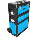 TOOLS-00224 19.5 X 12 X 28.5 3-Tier Stackable Separate Hand Case Tool Boxes Trolley 3-In-1 Storage Compartments Blue