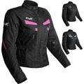 HWK Stunt Motorcycle Jacket for Women Women s Motorcycle Jacket with CE Armor for Enduro Motorbike Riding Easy-Adjust Water Resistant Textile Biker Jacket with Thermal Lining - Pink 3X-Large