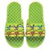 Men's ISlide Green Teenage Mutant Ninja Turtles Character Face Pattern Graphic Slide Sandals