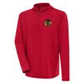 Men's Antigua Heather Red Chicago Blackhawks Tidy Quarter-Zip Pullover Hoodie