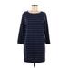Boden Casual Dress - Shift Scoop Neck 3/4 Sleeve: Blue Print Dresses - Women's Size 8