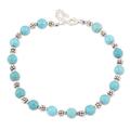 Charming Fantasy,'Calcite and Sterling Silver Beaded Anklet Crafted in India'