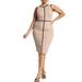 Plus Size Women's Sleeveless Piped Workwear Dress by ELOQUII in Natural (Size 14)