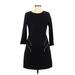 Maia Casual Dress - A-Line Crew Neck 3/4 sleeves: Black Print Dresses - Women's Size 10