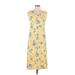 Petite Collection Casual Dress: Yellow Floral Motif Dresses - Women's Size 10