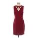 Guess Casual Dress - Sheath: Burgundy Solid Dresses - Women's Size 8