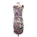 Jessica Simpson Casual Dress - Bodycon High Neck Sleeveless: Purple Floral Dresses - Women's Size 4