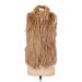 Donna Salyers' Fabulous Furs Faux Fur Vest: Below Hip Tan Print Jackets & Outerwear - Women's Size Small