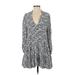 Zara Casual Dress - Mini V Neck Long sleeves: Gray Dresses - Women's Size Small