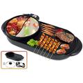 Hot Plate Table Top Grill Multifunctional 2 in 1 Electric Grill and Hot Pot Electric Baking Pan Double Pot Soup Maker LSDRALOBBEB 1016(Color:2 in 1 Pot)