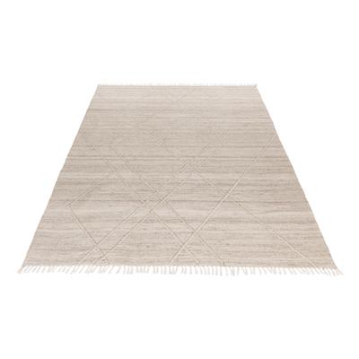 Teppich OBSESSION "My Dakar 365", beige (natur), B:160cm H:5mm L:230cm, Polyethylen (PE), Teppiche, Fransenteppich, Rauten Muster, mit Fransen, handgewebt, In- und Outdoor geeignet Image