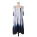 Entro Casual Dress - A-Line Scoop Neck Sleeveless: Blue Color Block Dresses - Women's Size Medium