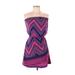 Express Casual Dress - A-Line Strapless Sleeveless: Purple Chevron/Herringbone Dresses - Women's Size Medium